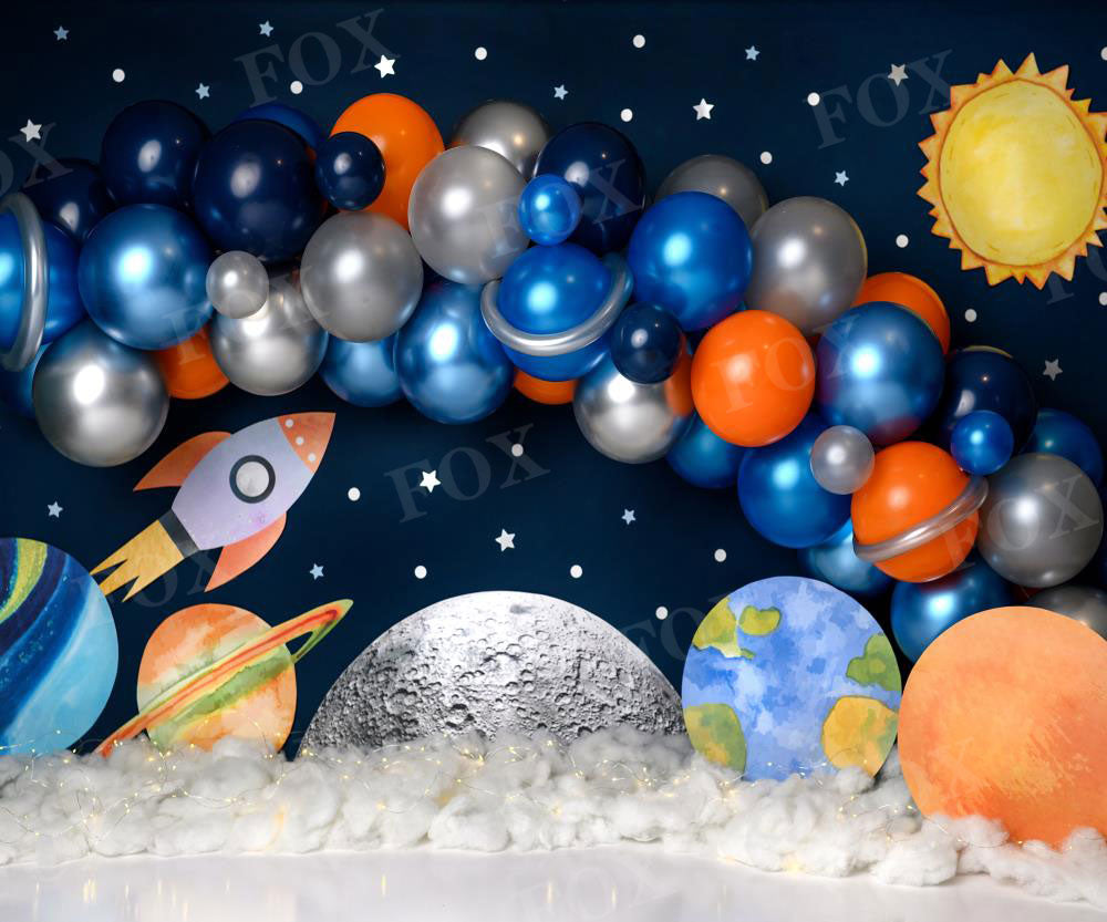 Fox Universe Birthday Vinyl Backdrop Designed by Claudia Uribe
