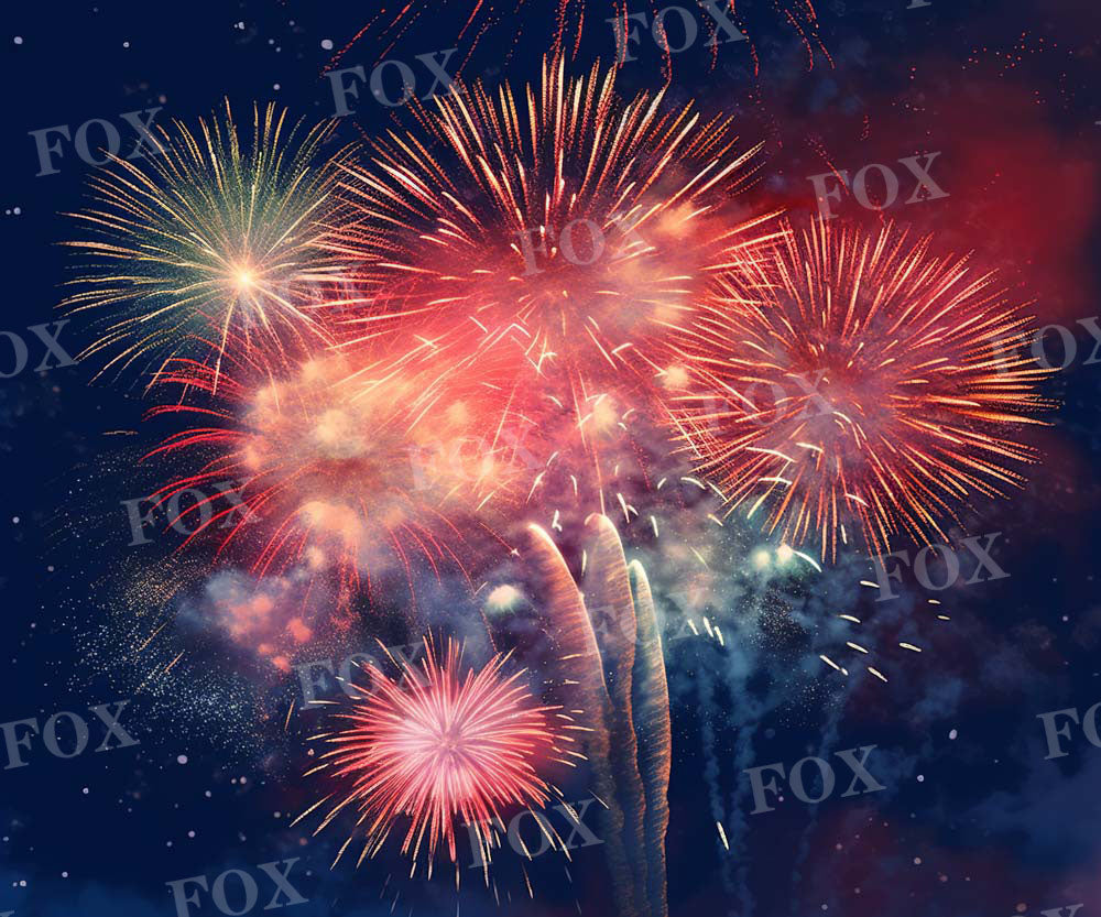 Fox Independence Day Fireworks Celebration Vinyl Backdrop