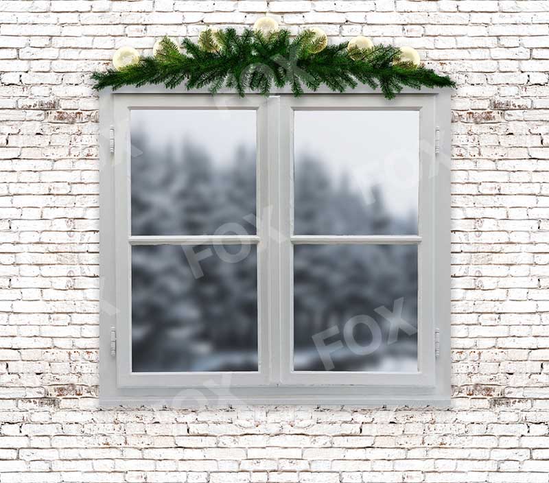 Fox Rolled Brick Spring Window Vinyl Backdrop - Foxbackdrop