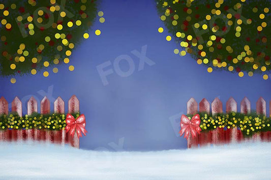 Fox Rolled Christmas Trees Night Shine Vinyl Backdrop - Foxbackdrop