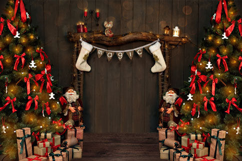 Fox Rolled Christmas Trees Magic Gifts for Fotography Vinyl Backdrop - Foxbackdrop