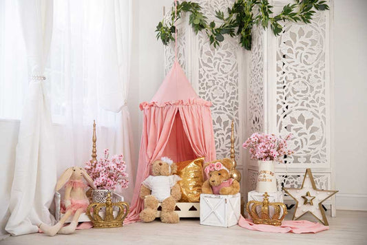 Fox Rolled Girl Birthday Pink Toy Vinyl Backdrop Designed By Blanca Perez - Foxbackdrop