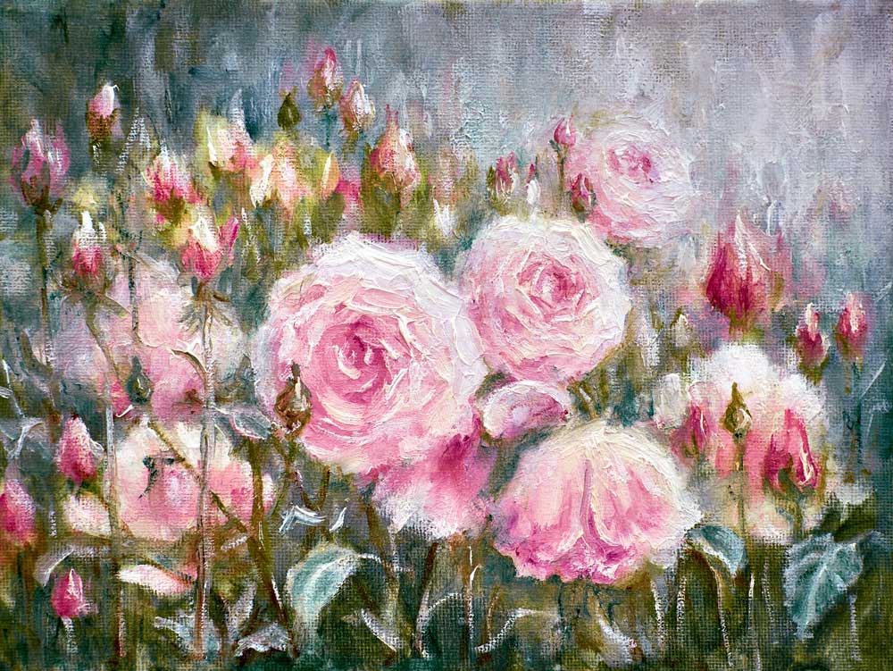 Fox Rolled Painting Flowers and Grass Vinyl Floral Backdrop - Foxbackdrop