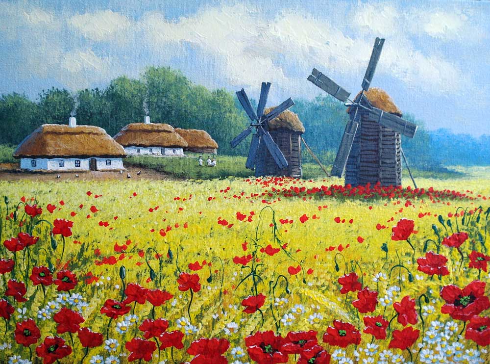 Fox Retro Autumn Windmill Bumper Harvest Vinyl Backdrops - Foxbackdrop