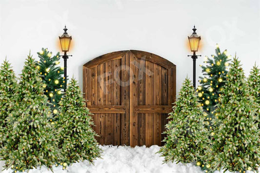 Fox Rolled Christmas Tree for Photography Vinyl Christmas Backdrops - Foxbackdrop