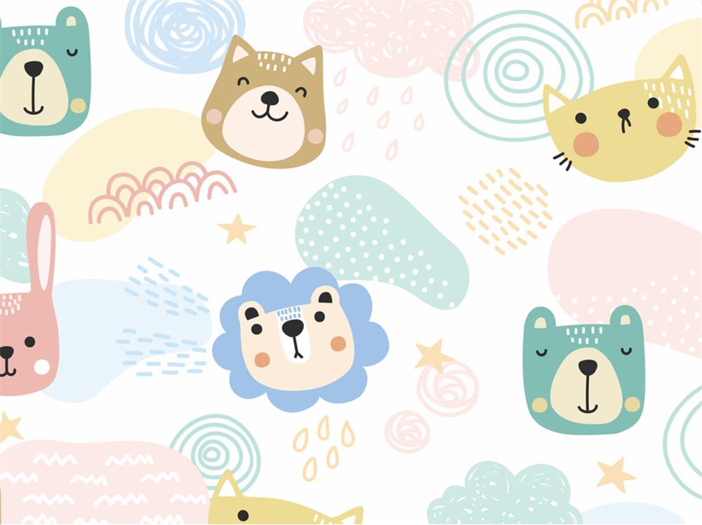 Fox Rolled Cartoon Animals Tiger Vinyl Photo Backdrop - Foxbackdrop