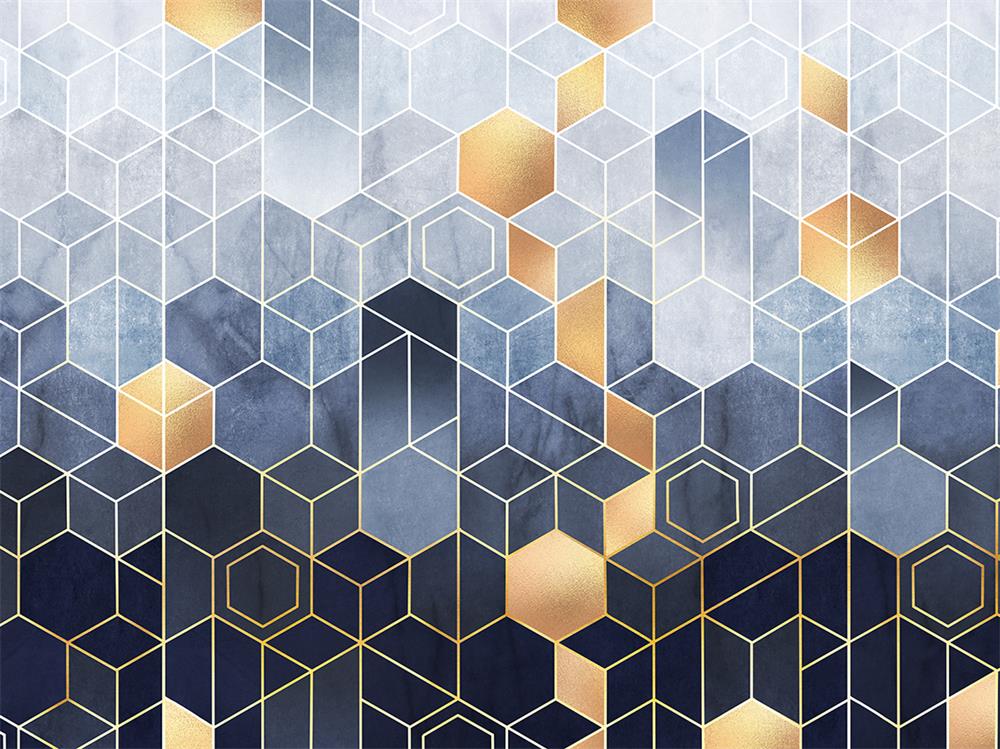 Fox Rolled Hexagon Blue Gradient Grey Vinyl Backdrop - Foxbackdrop