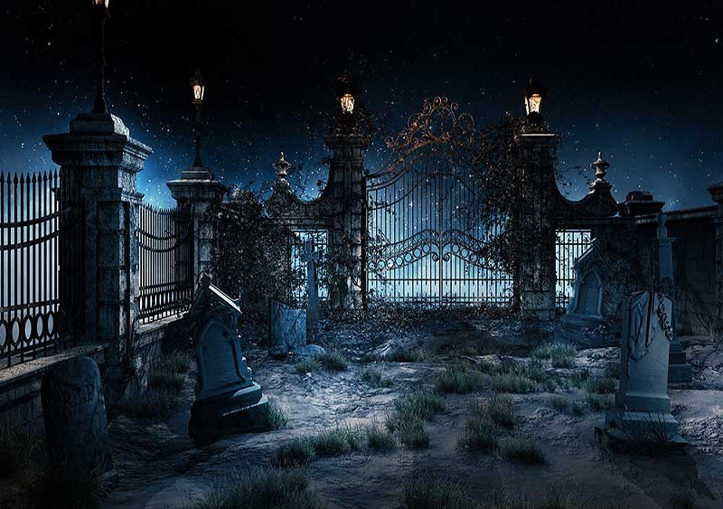 Fox Rolled Halloween Night Outdoor Photography Vinyl Backdrop - Foxbackdrop