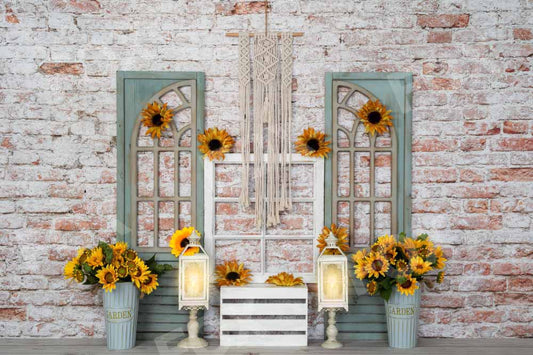 Fox Boho Indoor Sunflower Tapestry Birthday Vinyl Backdrop - Foxbackdrop