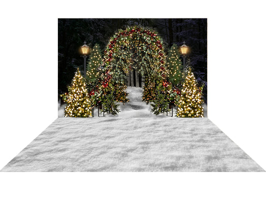 Fox Vinyl Christmas snow backdrop+ Vinyl snow floor drop combo set