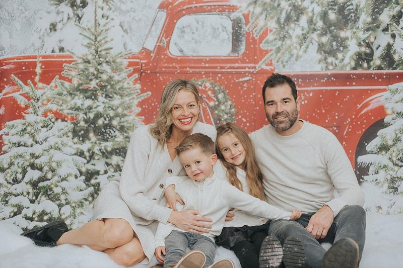 Buy more, save more Fox Christmas Tree Car Snow Photography Fabric/Vinyl Backdrop