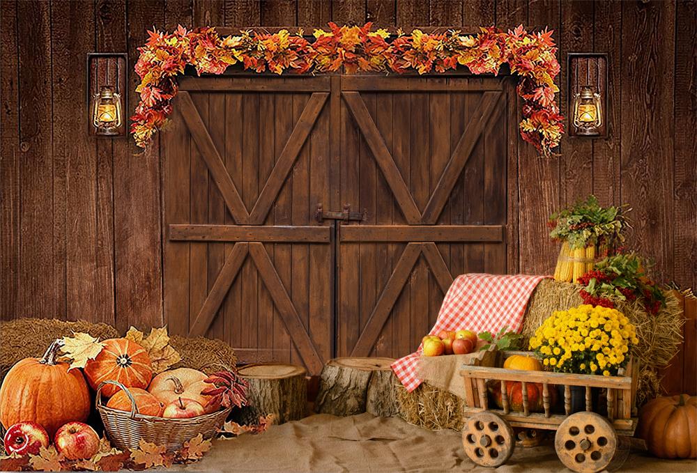 Fox Roll Autumn Pumpkin Thick Vinyl Backdrops