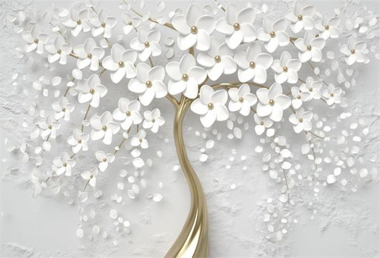 Fox White Flowers Vinyl Photo Backdrop