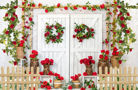 Fox Love and Rose Valentine's Day Vinyl Backdrop
