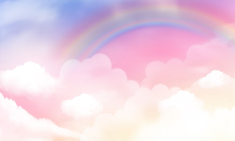 Fox Rainbow Sky Pink Vinyl Photography Backdrop