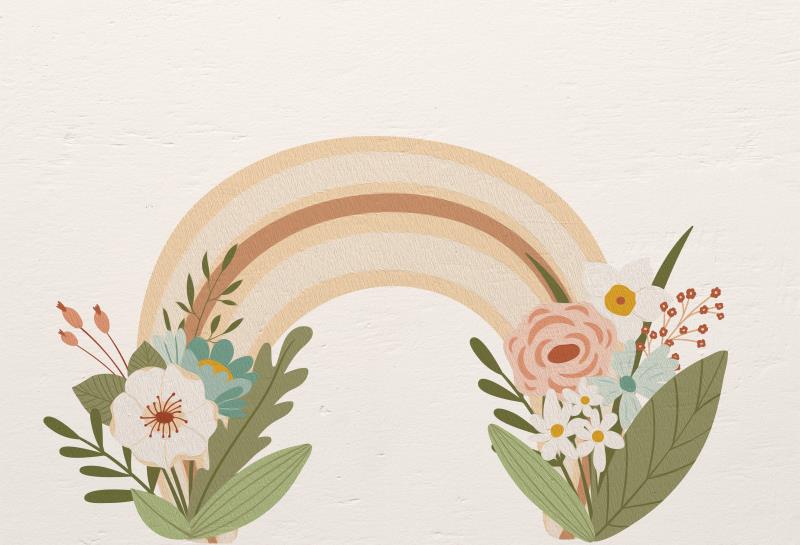 Fox Mother's Day Rainbow Rose Boho Painting Vinyl Photography Backdrop