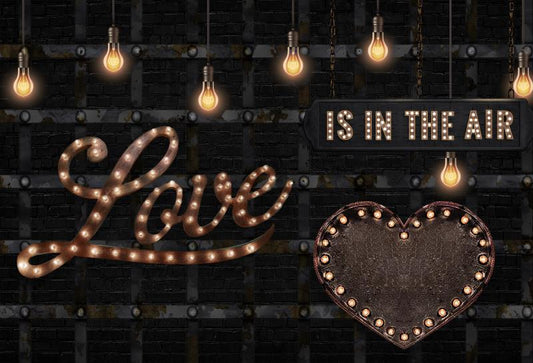 Fox Black Love and Light Valentine's Day Vinyl Backdrop