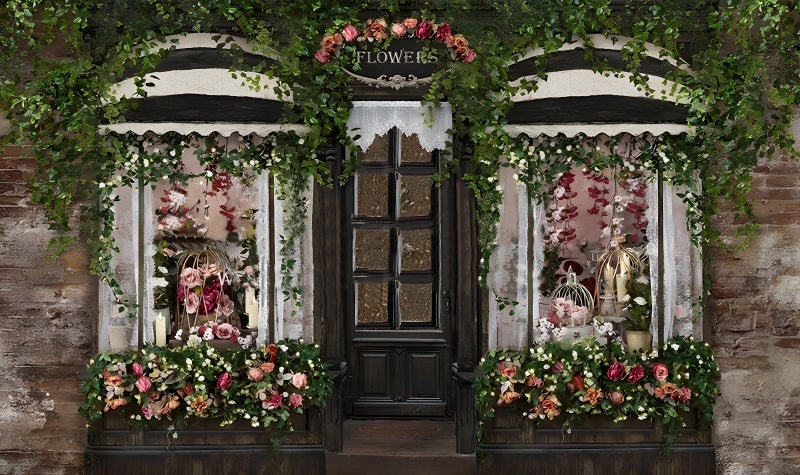 Fox Spring Flowers Window Photography Vinyl Backdrop