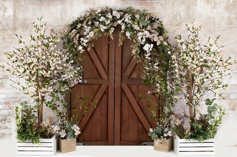 Fox Spring Flowers Door Photography Vinyl Backdrop
