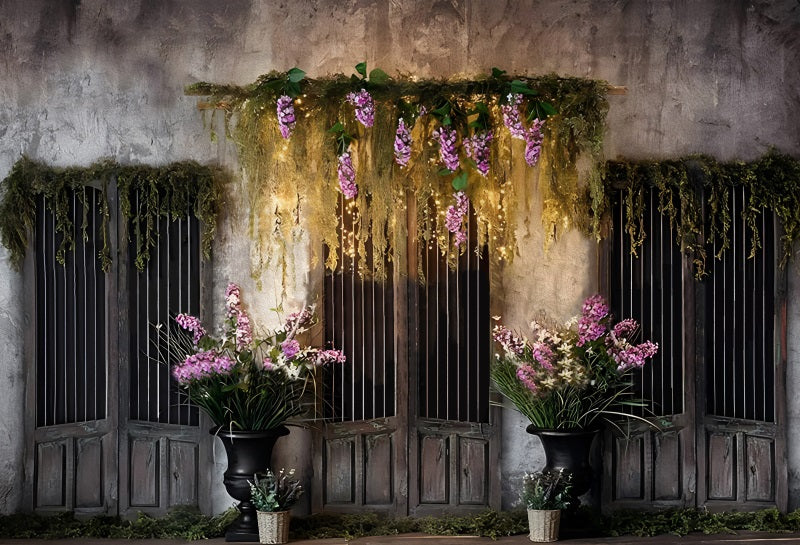 Fox Spring Wisteria Flower Door Photography Vinyl Backdrop
