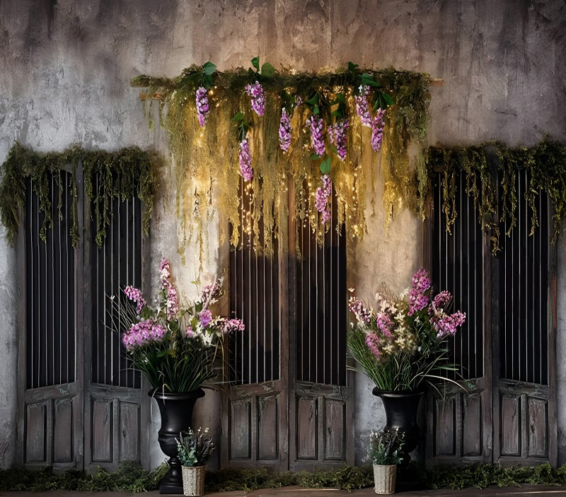 Fox Spring Wisteria Flower Door Photography Vinyl Backdrop