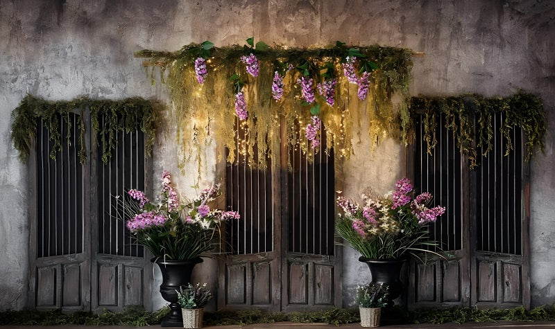 Fox Spring Wisteria Flower Door Photography Vinyl Backdrop