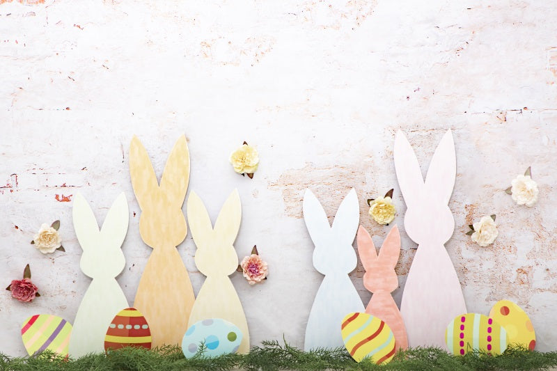 Fox White Wall Easter Bunny Vinyl Photography Backdrop