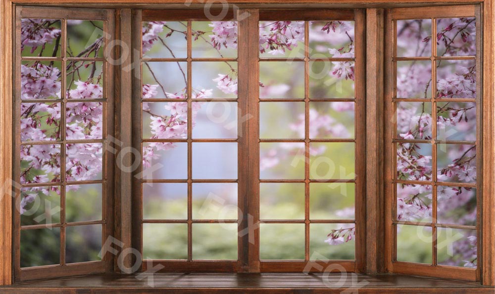 Fox Spring Window Flowers Photography Vinyl Backdrop