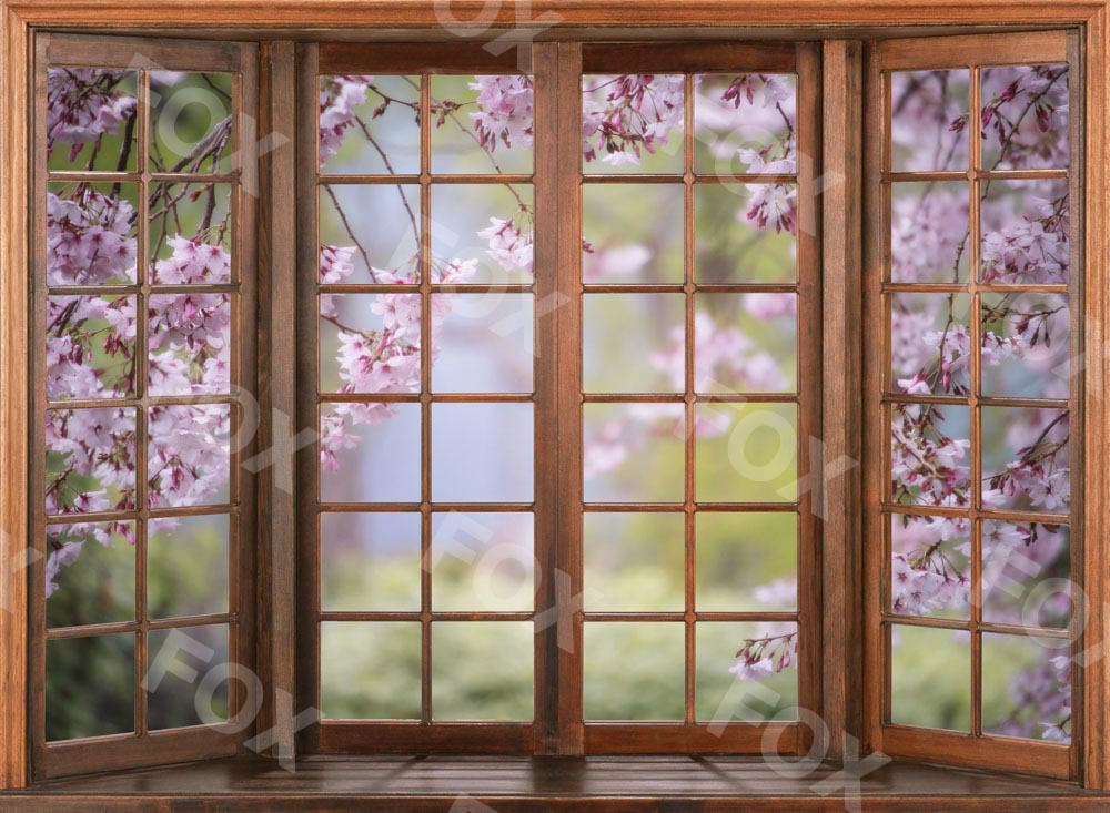 Fox Spring Window Flowers Photography Vinyl Backdrop