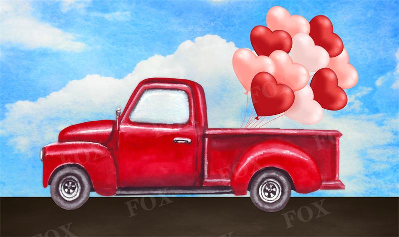 Fox Red Valentine's Day Car Balloons Vinyl Backdrop