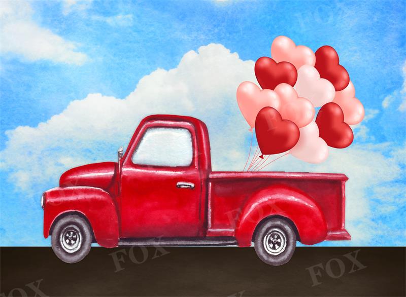 Fox Red Valentine's Day Car Balloons Vinyl Backdrop