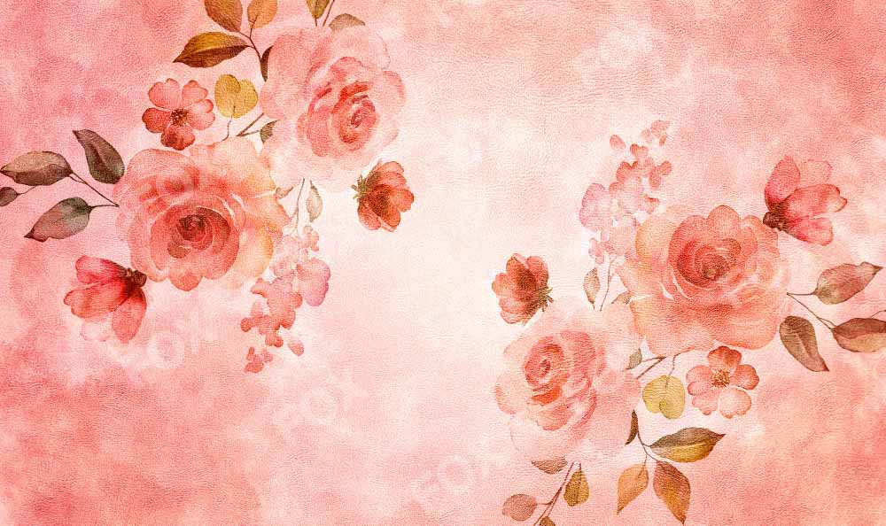 Fox Floral Red Vintage Flowers Vinyl Photography Backdrop