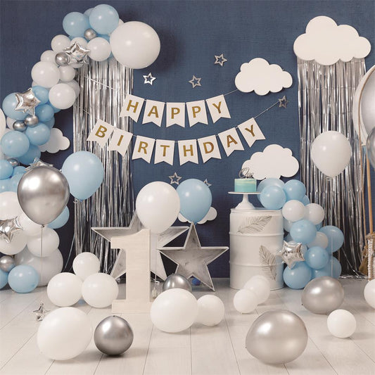 Fox Balloon First Birthday Indoor Photography Vinyl Backdrop Designed by Silvia