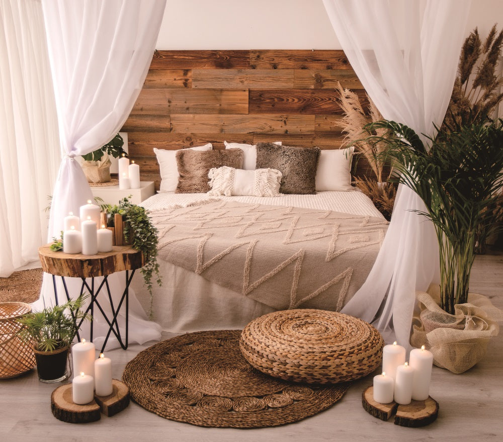 Fox Boho Bedroom Bed Vinyl Backdrop Designed by Magda