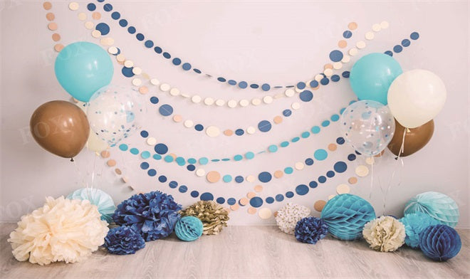 Fox Boy Birthday Cake Smash Balloons Vinyl Backdrop