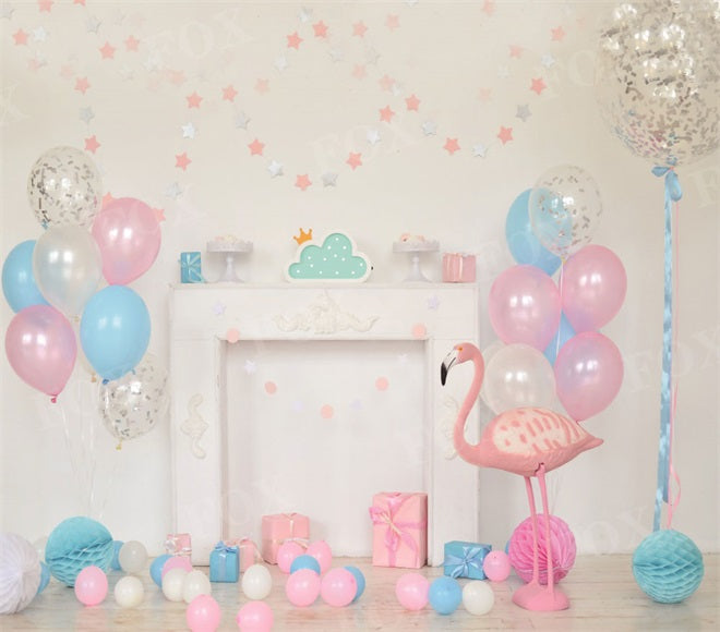 Fox Pink Birthday Swan Vinyl Photography Backdrop