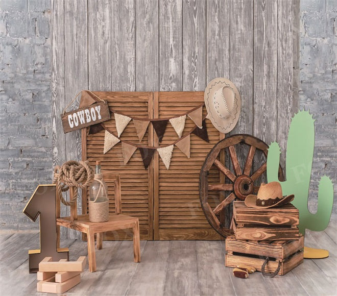 Fox Cowboy Backdrop for Birthday Photography Vinyl Numbers Backdrop