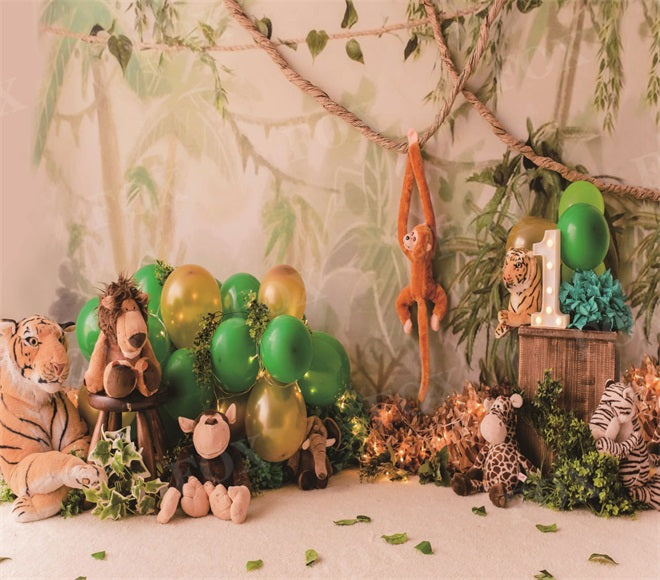 Fox Birthday Zoo Lion Balloon Vinyl Photography Backdrop