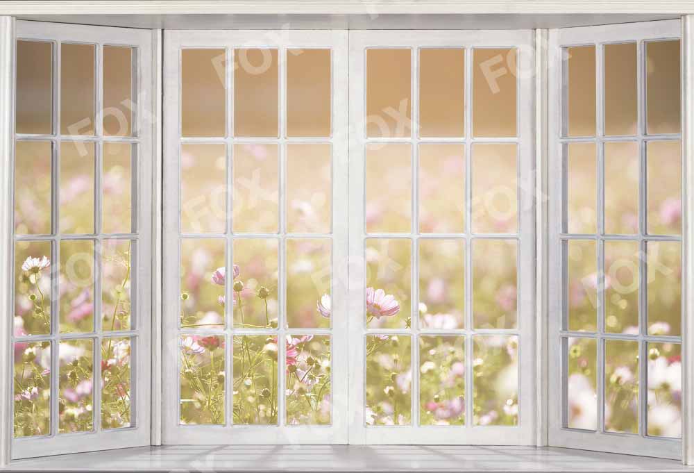 Fox Spring Summer Flowers Window Vinyl Photography Backdrop