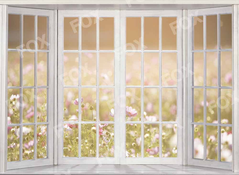 Fox Spring Summer Flowers Window Vinyl Photography Backdrop