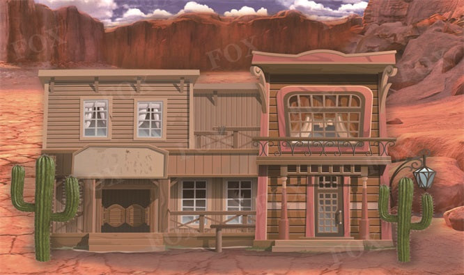 Fox Rock Desert Cactus Vinyl Summer Photography Backdrop