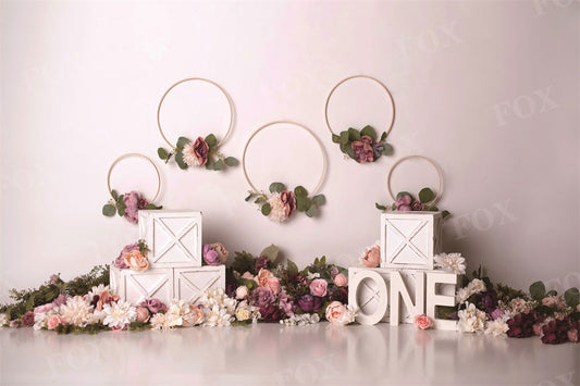 Fox Floralhoops Boho Birthday Spring Vinyl Backdrop Designed by Kristen Noelle
