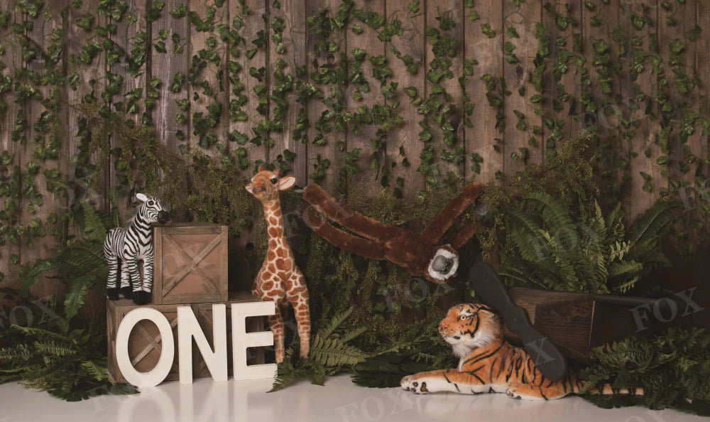 RTS Fox Spring Animal Zoo Birthday Fabric Backdrop Designed by Kristen Noelle