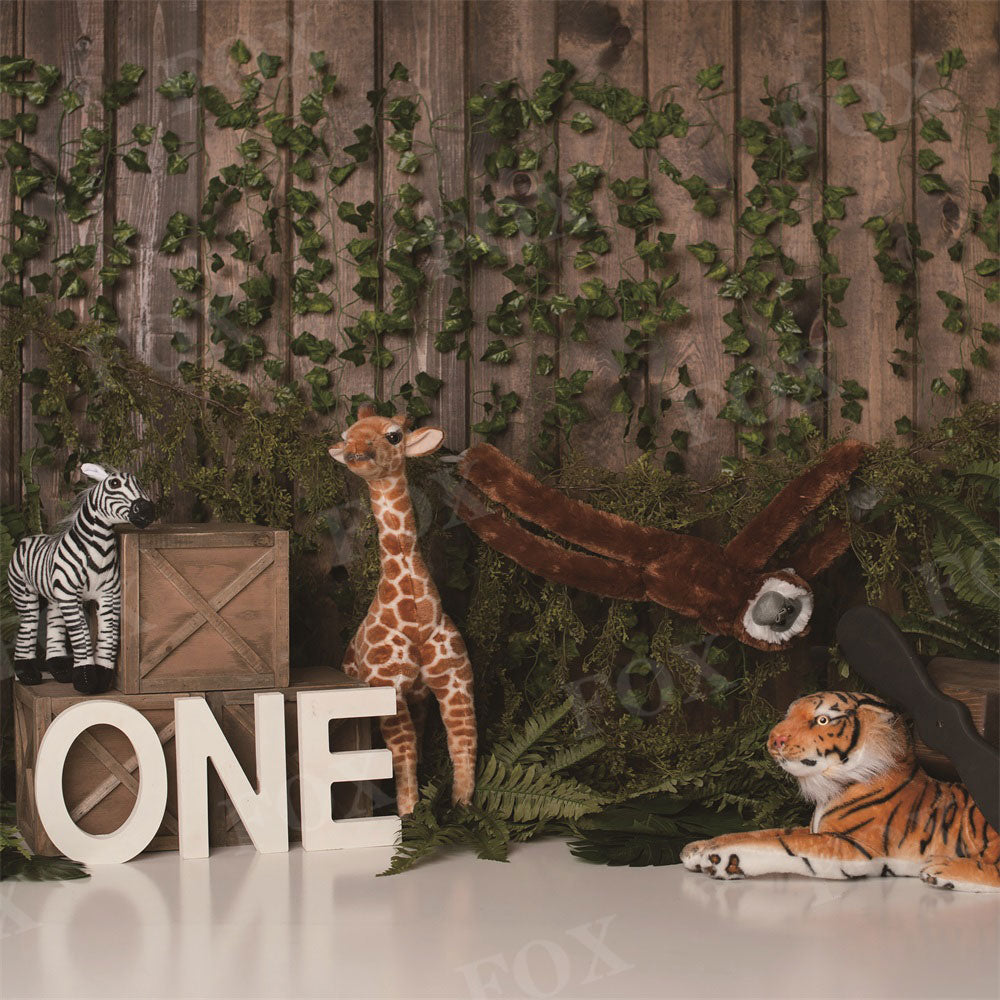 Fox Spring Animal Zoo Birthday Vinyl/Fabric Backdrop Designed by Kristen Noelle