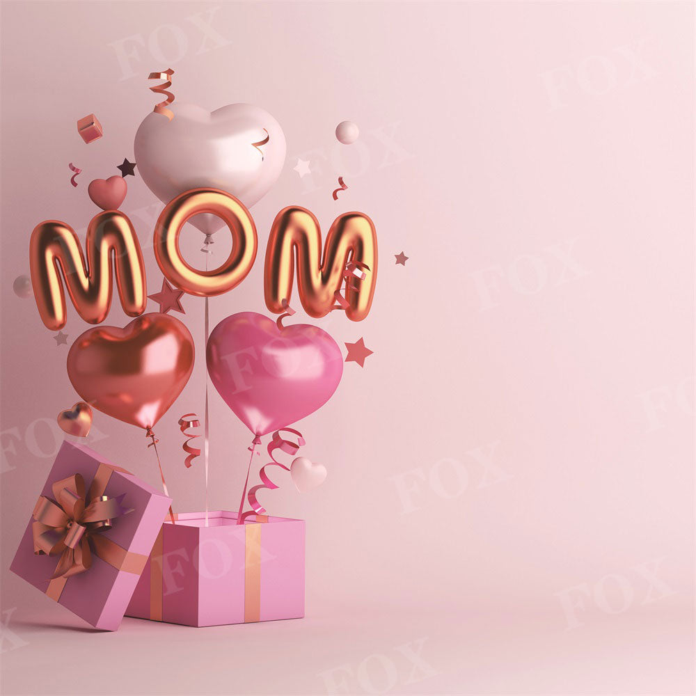 Fox Happy Mother's Day Pink Mom Photography Vinyl Backdrop