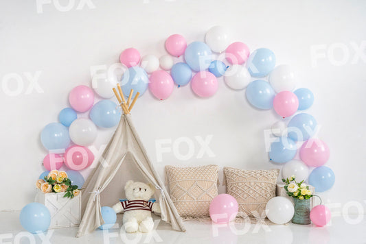 Fox Balloon Birthday Toy Vinyl Indoor Photography Backdrop