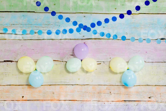 Fox Balloon Child Colorful Birthday Vinyl Photography Backdrop