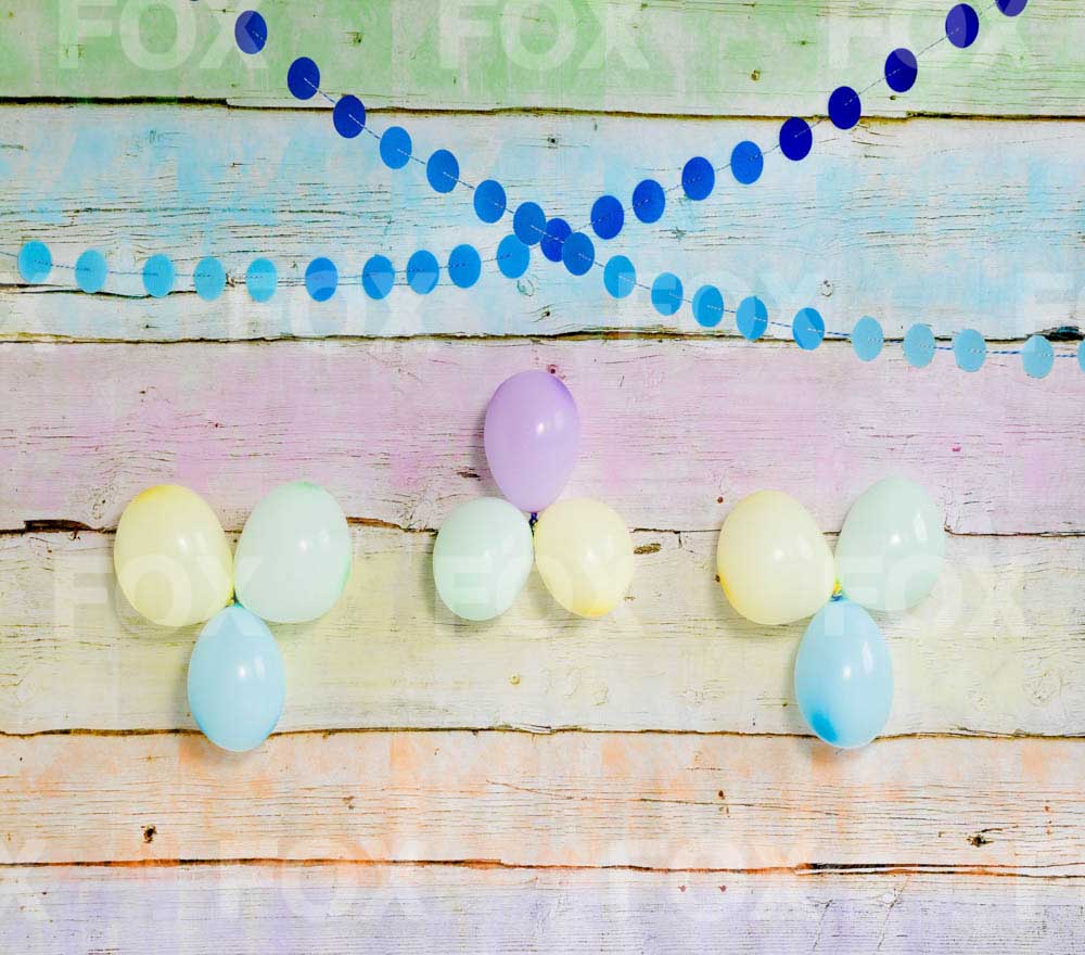 Fox Balloon Child Colorful Birthday Vinyl Photography Backdrop