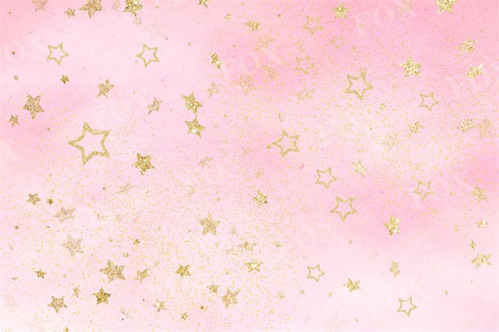 Fox Cute Girl Light Pink Stars Vinyl Photography Backdrop