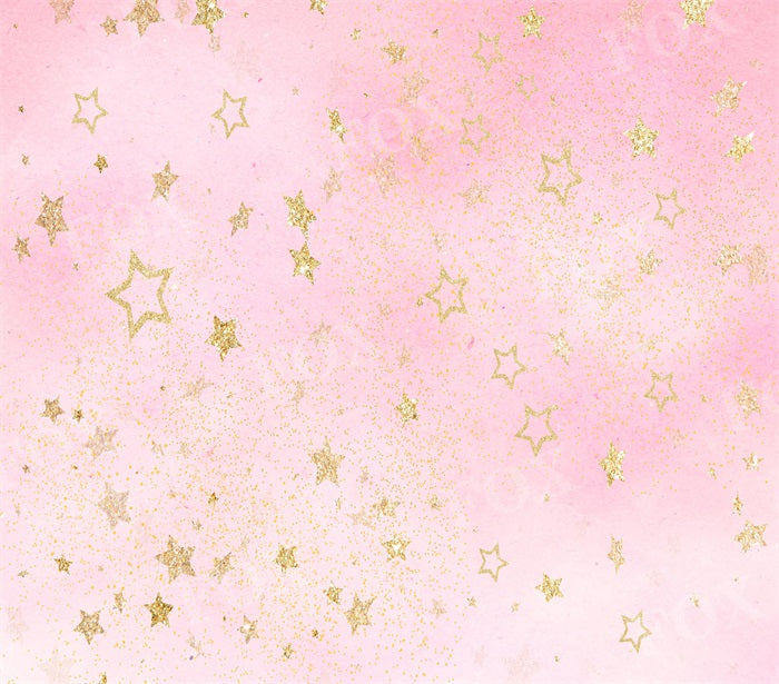 Fox Cute Girl Light Pink Stars Vinyl Photography Backdrop